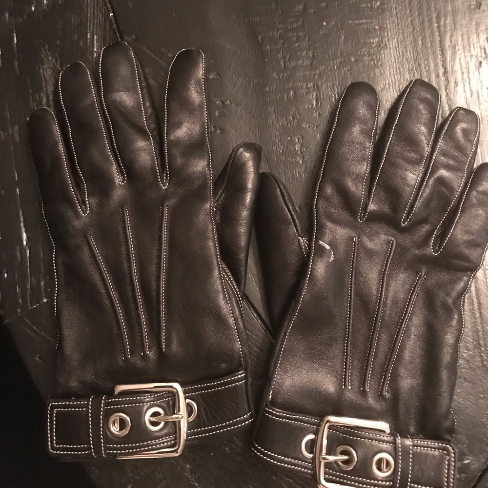 Coach black leather gloves